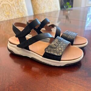 SoftMoc Vegan Leather Sandals Women's Size 8.5 39 Black Hook And Loop